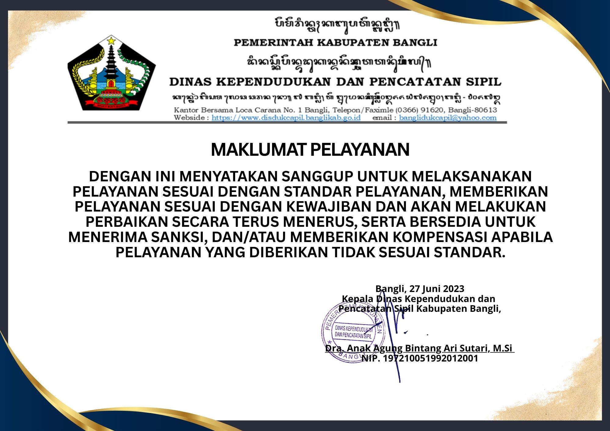 MAKLUMAT PELAYANAN