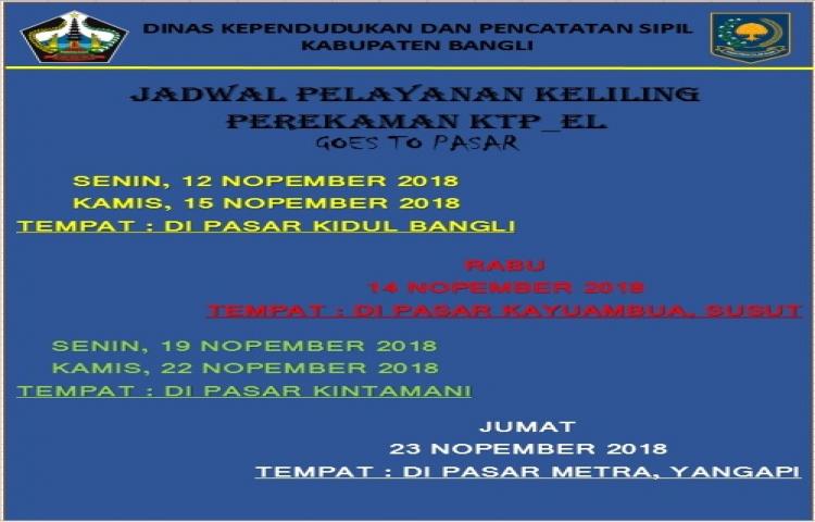 JADWAL PELAYANAN KELILING PEREKAMAN KTP_EL GOES TO PASAR
